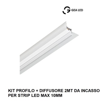 Immagine di Profilo Veletta Incasso 2 Metri Per Strip Led 10 mm Ottawa Gea Luce