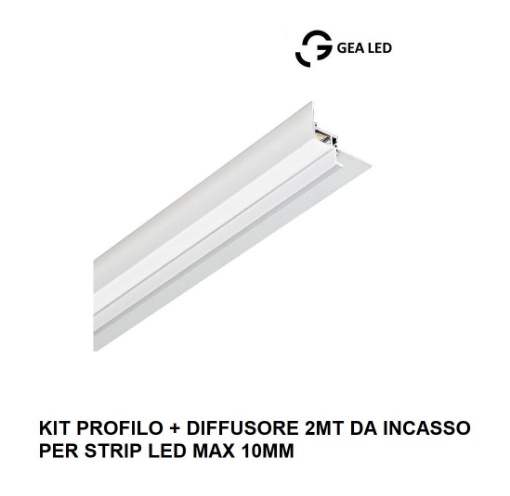 Immagine di Profilo Veletta Incasso 2 Metri Per Strip Led 10 mm Ottawa Gea Luce