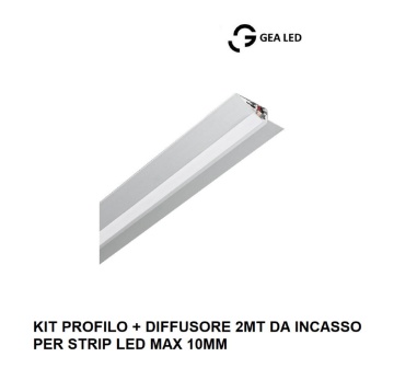 Immagine di Profilo Da Incasso Veletta 2 Metri Per Strip Led 10 mm Roma Gea Luce