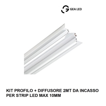 Immagine di Profilo A Incasso Perimetrale 2 Metri Per Strip Led 10 mm Praga Gea