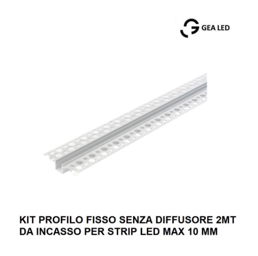 Immagine di Profilo Da Incasso Cartongesso 2mt Per Strip Led 10 mm Gea Luce