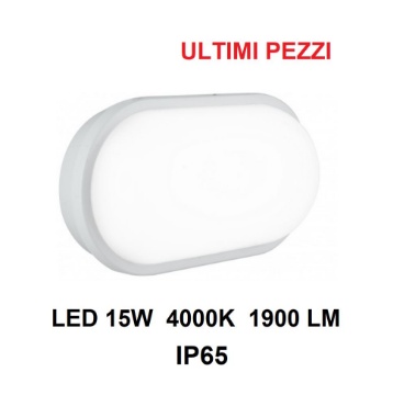 Immagine di OFFERTA Applique Plafoniera Ovale Bianca Da Esterno 21 cm Led 15w 4000k IP65
