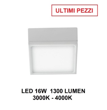 Immagine di Plafoniera Moderna Quadrata Bianca Led 16w 3000k 4000k 11x11 cm