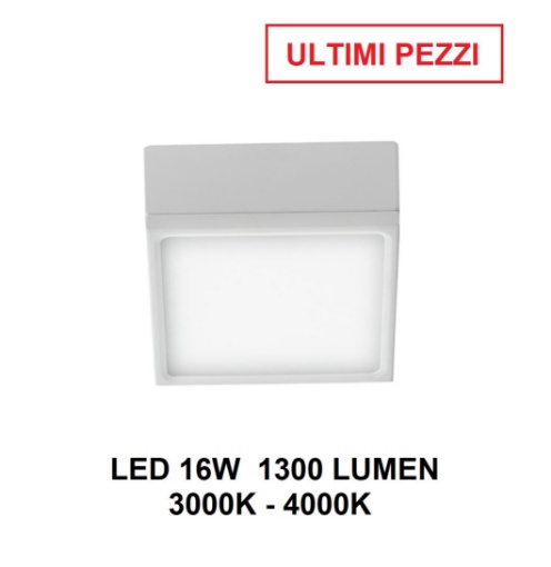 Immagine di Plafoniera Moderna Quadrata Bianca Led 16w 3000k 4000k 11x11 cm