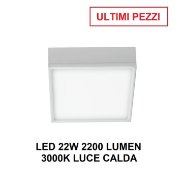 Immagine di Plafoniera Quadrata Bianca Led 22w 3000k 17x17 cm