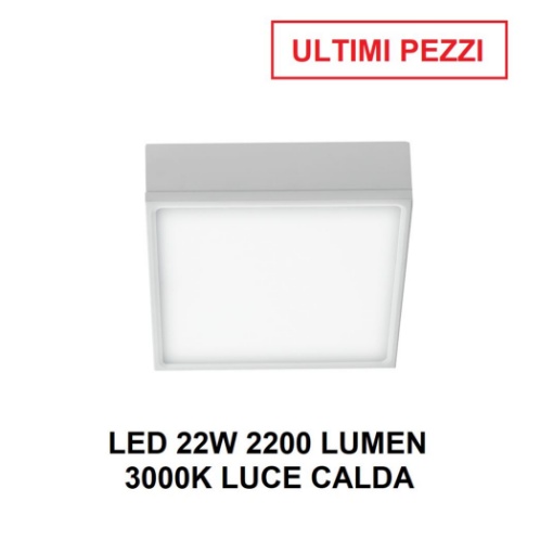Immagine di Plafoniera Quadrata Bianca Led 22w 3000k 17x17 cm
