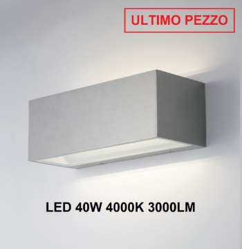 Immagine di Applique Esterna Rettangolare 30 cm Nichel Led 40w 4000k Biemissione