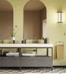Immagine di Applique Decorativa Bagno Nera Con Vetro Rigato Led CCT 12w Redo