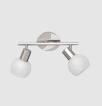 Immagine di Lampada 2 Faretti Spot Orientabili E14 Antibes Nichel con Coppe Vetro Trio Lighting