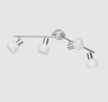 Immagine di Lampada 4 Faretti E14 Orientabili Antibes Nichel e Coppe Vetro Trio Lighting