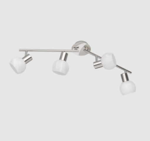 Immagine di Lampada 4 Faretti E14 Orientabili Antibes Nichel e Coppe Vetro Trio Lighting