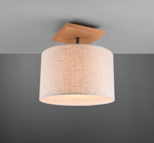Immagine di Plafoniera Elmau Legno con Paralume Beige E27 Trio Lighting