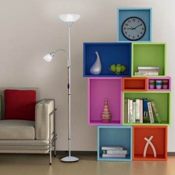 Immagine di Piantana Titanio Con Luce Lettura Erzwo 180cm Trio