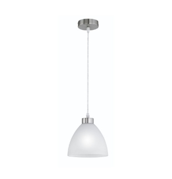 Immagine di Sospensione Singola Dallas Nichel 1xE27 Vetro Bianco Ø20 cm Trio Lighting