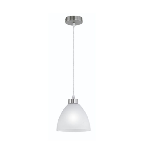 Immagine di Sospensione Singola Dallas Nichel 1xE27 Vetro Bianco Ø20 cm Trio Lighting