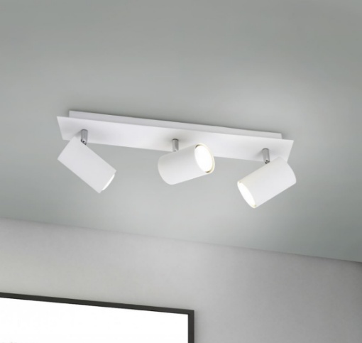 Immagine di Lampada Da Soffitto Bianca 3 Luci Faretti Direzionabili Marley Trio