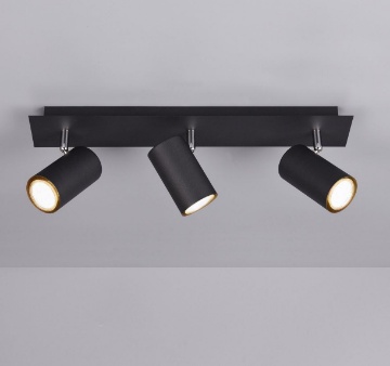 Immagine di Lampada A Binario Con 3 Faretti Orientabili Neri Marley Trio