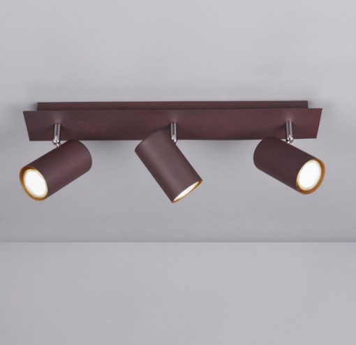 Immagine di Plafoniera 3 Faretti GU10 Orientabili Ruggine Marley Trio
