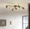 Immagine di Plafoniera Ottone Orientabile 5 Faretti Cilindro GU10 Marley Trio