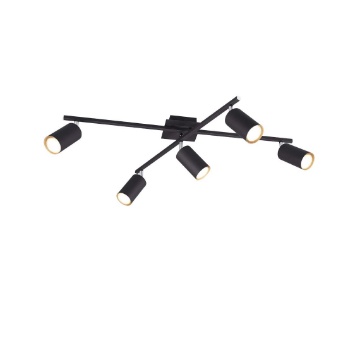 Immagine di Lampada Da Soffitto Girevole Con 5 Faretti Orientabili Neri Marley Trio