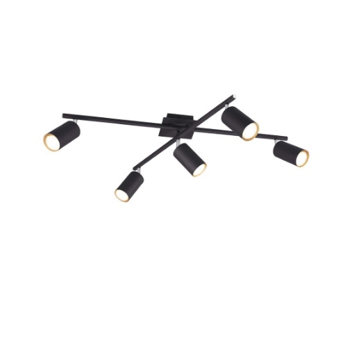 Immagine di Lampada Da Soffitto Girevole Con 5 Faretti Orientabili Neri Marley Trio