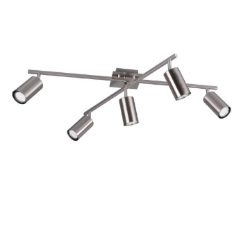 Immagine di Plafoniera Metallo Nichel Con 5 Faretti Orientabili GU10 Marley Trio Lighting