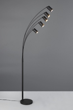 Immagine di Piantana Moderna Nera Con Bracci Curvi e Faretti Direzionabili GU10 Trio Marley