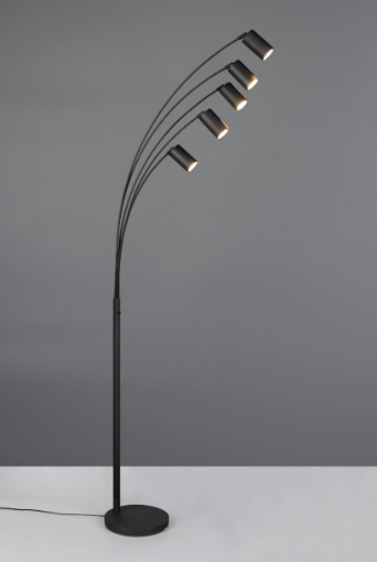 Immagine di Piantana Moderna Nera Con Bracci Curvi e Faretti Direzionabili GU10 Trio Marley