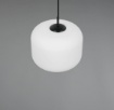 Immagine di Sospensione Boccia Vetro Bianco 25 cm Con Struttura Nera Signe Trio