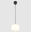 Immagine di Sospensione Boccia Vetro Bianco 25 cm Con Struttura Nera Signe Trio
