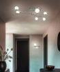 Immagine di Plafoniera Flaming Grigio Nichel 6 Sfere Vetro Bianco Trio Lighting