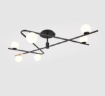 Immagine di Plafoniera Flaming Nero Oro Con Sfere Vetro Bianco Per Soggiorno Trio Lighting
