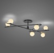 Immagine di Plafoniera Flaming Nero Oro Con Sfere Vetro Bianco Per Soggiorno Trio Lighting