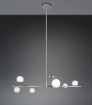 Immagine di Lampadario Da Soggiorno Argento Con Sfere Bianche Vetro Flaming Trio