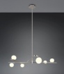 Immagine di Lampadario Da Soggiorno Argento Con Sfere Bianche Vetro Flaming Trio