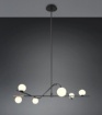 Immagine di Lampadario Nero Da Soggiorno Con Sfere Vetro Bianco Flaming Trio