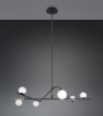 Immagine di Lampadario Nero Da Soggiorno Con Sfere Vetro Bianco Flaming Trio