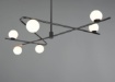Immagine di Lampadario Nero Da Soggiorno Con Sfere Vetro Bianco Flaming Trio