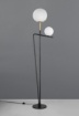 Immagine di Lampada Da Terra Per Salotto Nera Con Sfere di Vetro Bianco Flaming Trio