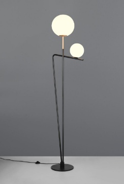 Immagine di Lampada Da Terra Per Salotto Nera Con Sfere di Vetro Bianco Flaming Trio