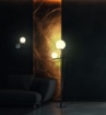 Immagine di Lampada Da Terra Per Salotto Nera Con Sfere di Vetro Bianco Flaming Trio