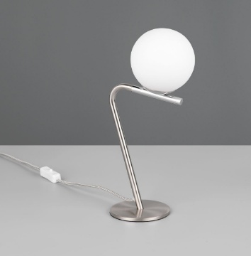 Immagine di Lampada Comodino Moderna Nichel Con Sfera Bianca Flaming Trio