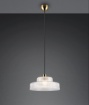 Immagine di Lampadario Ottone Rotondo Con Vetro Rigato Trasparente 35cm Abella Trio