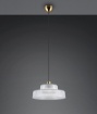 Immagine di Lampadario Ottone Rotondo Con Vetro Rigato Trasparente 35cm Abella Trio