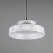 Immagine di Lampadario Ottone Rotondo Con Vetro Rigato Trasparente 35cm Abella Trio