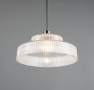 Immagine di Lampadario Ottone Rotondo Con Vetro Rigato Trasparente 35cm Abella Trio