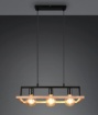 Immagine di Lampadario Nero Da Tavolo Con Cornice Legno 3 Luci E27 Bano Trio Lighting