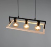 Immagine di Lampadario Nero Da Tavolo Con Cornice Legno 3 Luci E27 Bano Trio Lighting