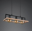 Immagine di Lampadario Nero Da Tavolo Con Cornice Legno 3 Luci E27 Bano Trio Lighting