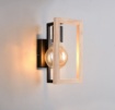 Immagine di Applique Squadrata Nera Con Cornice Legno Bano Trio Lighting
